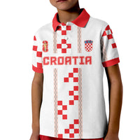 Custom Croatia Football 2026 Kid Polo Shirt Hrvatska Vatreni Checkerboard Style