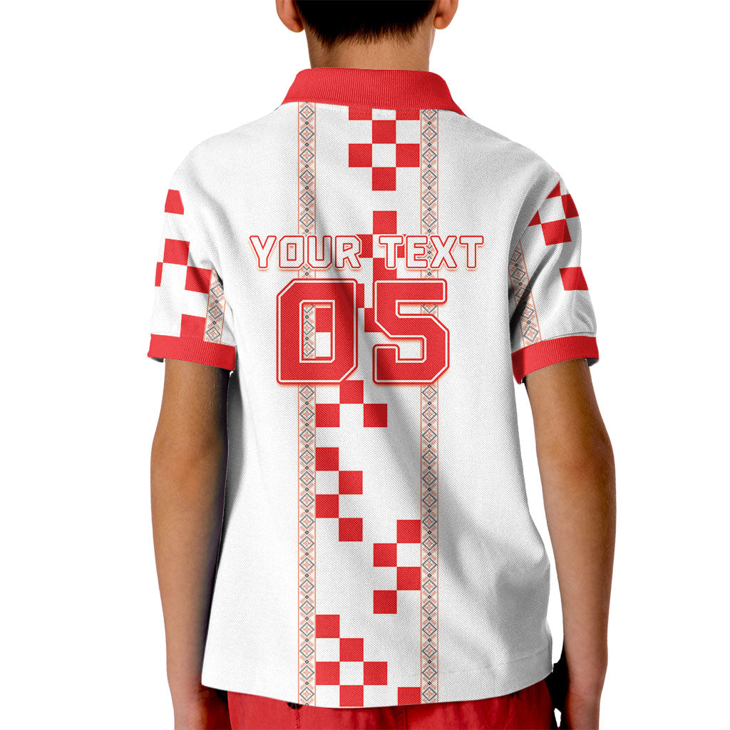 Custom Croatia Football 2026 Kid Polo Shirt Hrvatska Vatreni Checkerboard Style