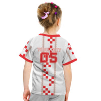 Custom Croatia Football 2026 Kid T Shirt Hrvatska Vatreni Checkerboard Style