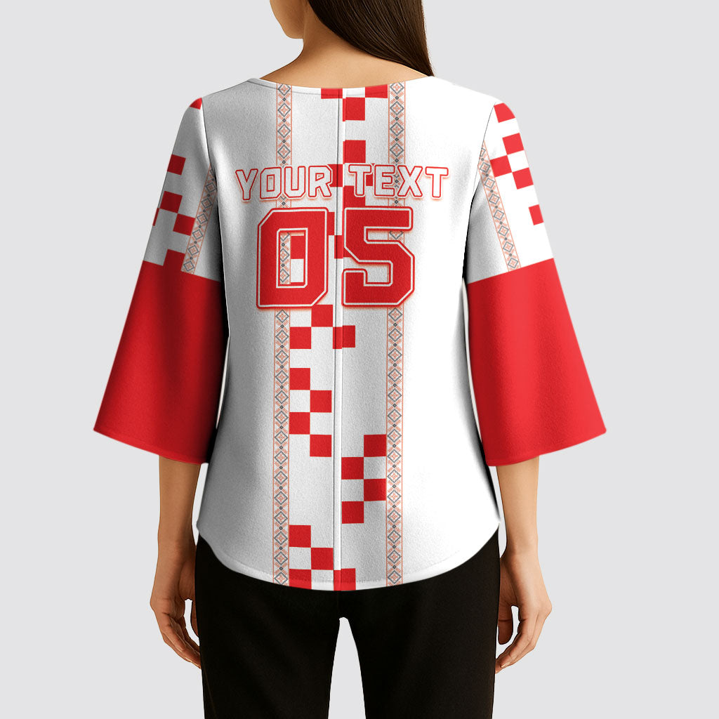 Custom Croatia Football 2026 Kimono Sleeve Blouse Hrvatska Vatreni Checkerboard Style