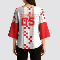 Custom Croatia Football 2026 Kimono Sleeve Blouse Hrvatska Vatreni Checkerboard Style