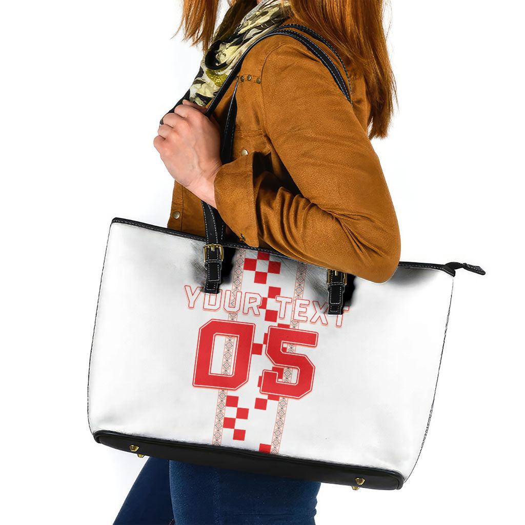 Custom Croatia Football 2026 Leather Tote Bag Hrvatska Vatreni Checkerboard Style