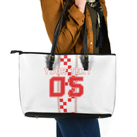 Custom Croatia Football 2026 Leather Tote Bag Hrvatska Vatreni Checkerboard Style