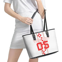 Custom Croatia Football 2026 Leather Tote Bag Hrvatska Vatreni Checkerboard Style
