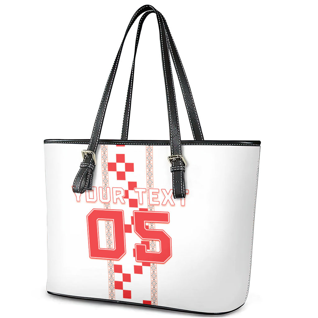 Custom Croatia Football 2026 Leather Tote Bag Hrvatska Vatreni Checkerboard Style