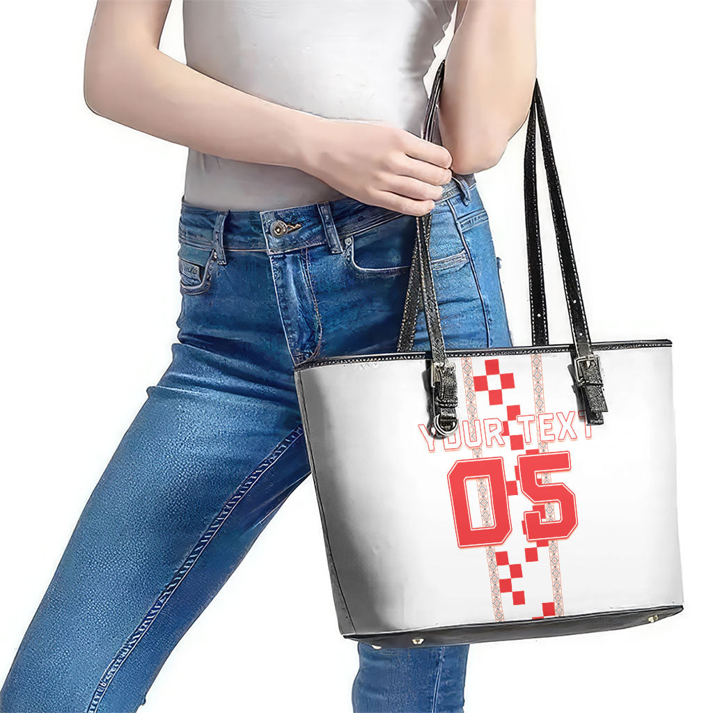 Custom Croatia Football 2026 Leather Tote Bag Hrvatska Vatreni Checkerboard Style
