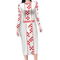 Custom Croatia Football 2026 Long Sleeve Bodycon Dress Hrvatska Vatreni Checkerboard Style