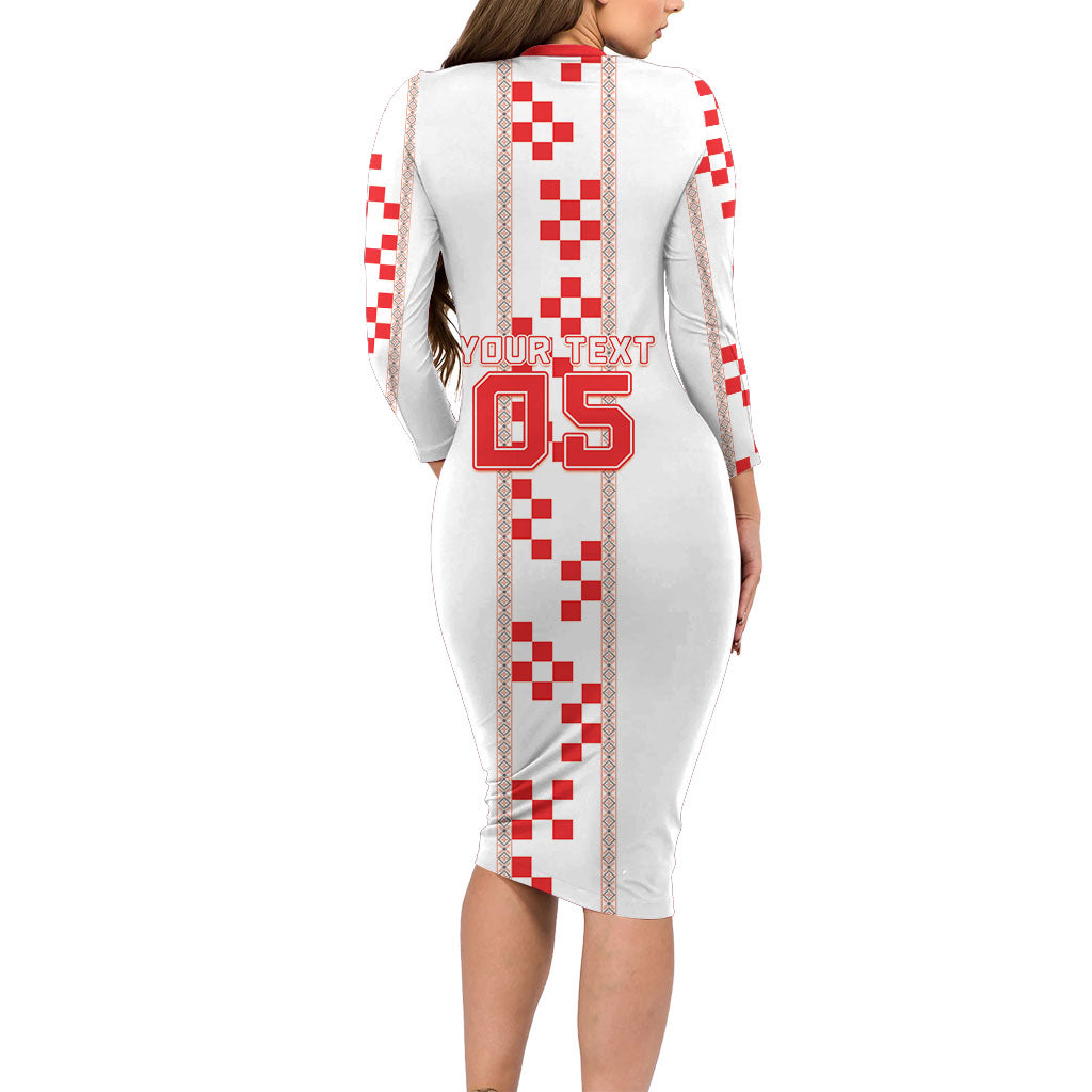 Custom Croatia Football 2026 Long Sleeve Bodycon Dress Hrvatska Vatreni Checkerboard Style