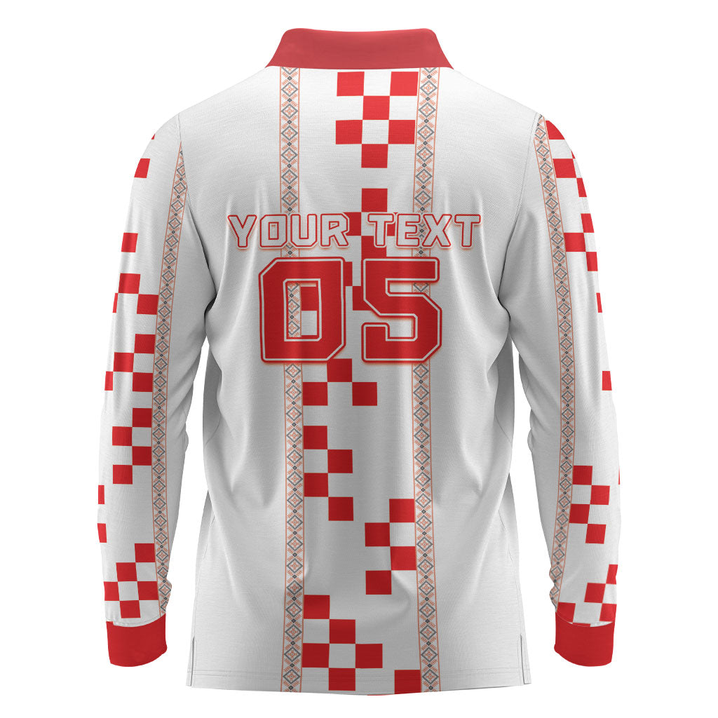 Custom Croatia Football 2026 Long Sleeve Polo Shirt Hrvatska Vatreni Checkerboard Style
