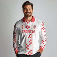 Custom Croatia Football 2026 Long Sleeve Polo Shirt Hrvatska Vatreni Checkerboard Style