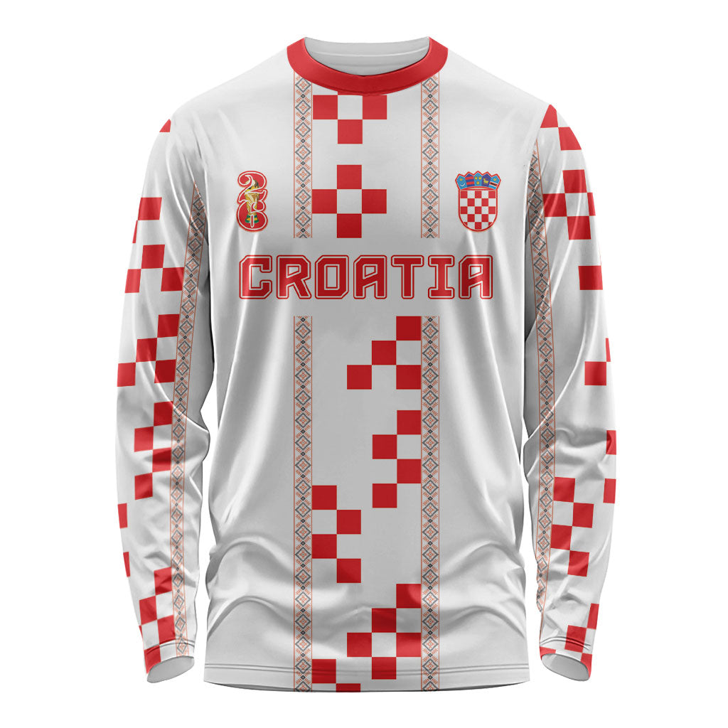 Custom Croatia Football 2026 Long Sleeve Shirt Hrvatska Vatreni Checkerboard Style