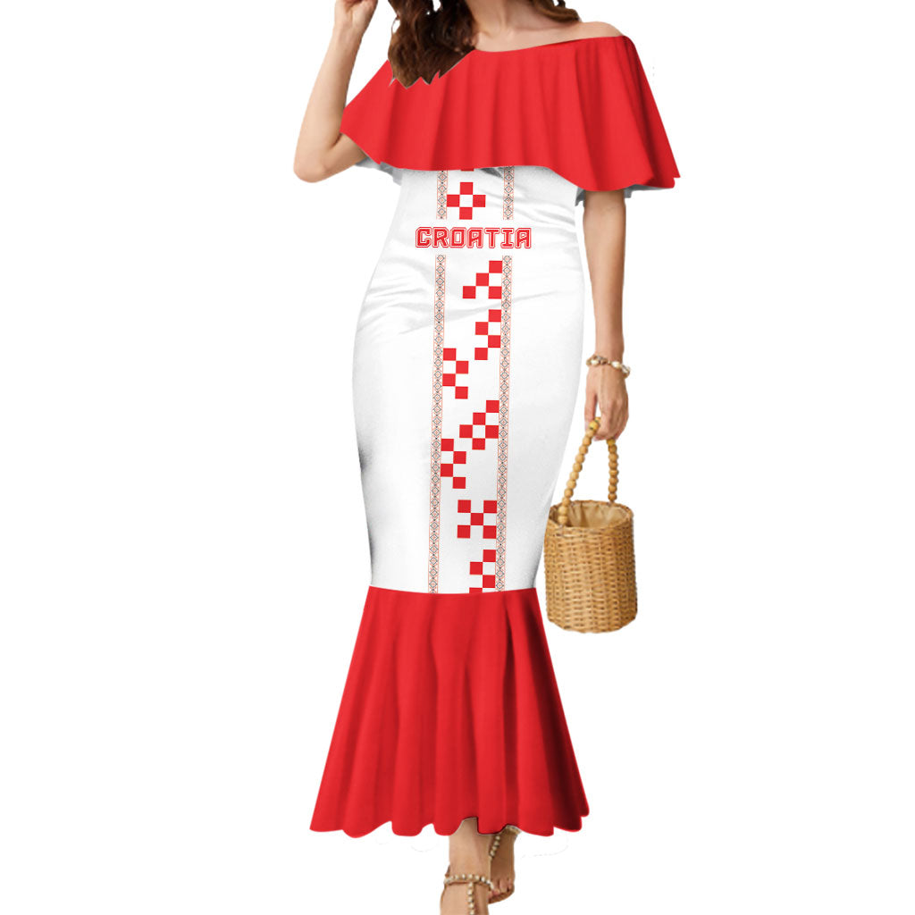 Custom Croatia Football 2026 Mermaid Dress Hrvatska Vatreni Checkerboard Style