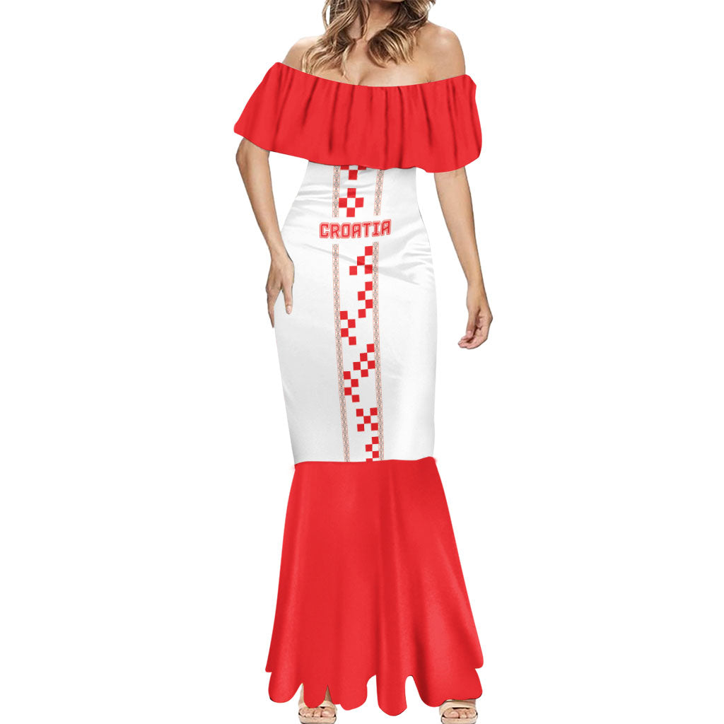 Custom Croatia Football 2026 Mermaid Dress Hrvatska Vatreni Checkerboard Style