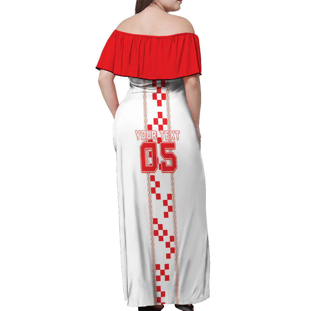 Custom Croatia Football 2026 Off Shoulder Maxi Dress Hrvatska Vatreni Checkerboard Style