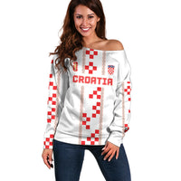 Custom Croatia Football 2026 Off Shoulder Sweater Hrvatska Vatreni Checkerboard Style