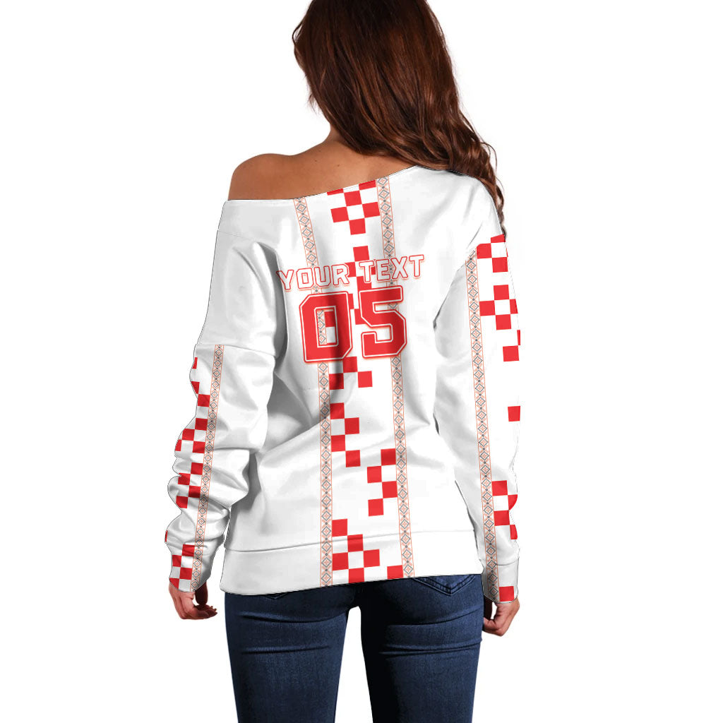 Custom Croatia Football 2026 Off Shoulder Sweater Hrvatska Vatreni Checkerboard Style