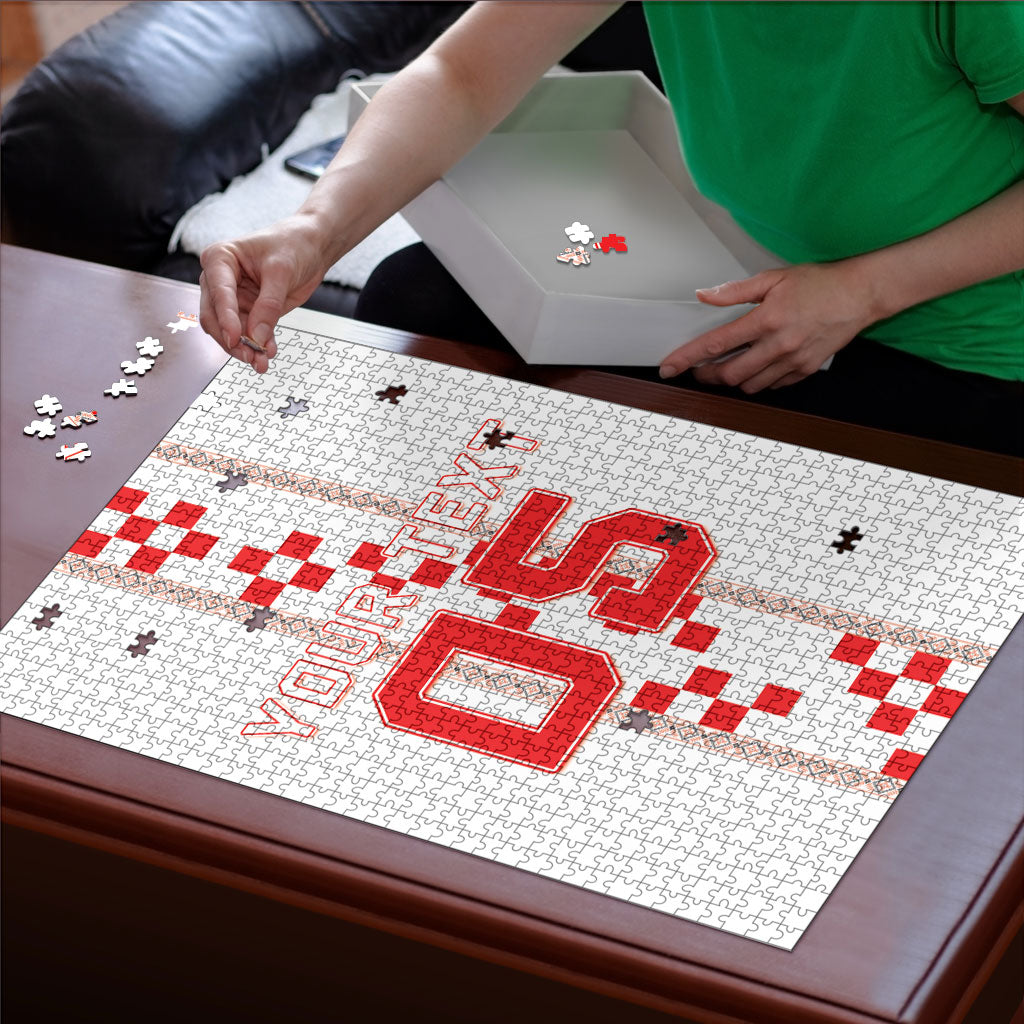 Custom Croatia Football 2026 Puzzle Hrvatska Vatreni Checkerboard Style