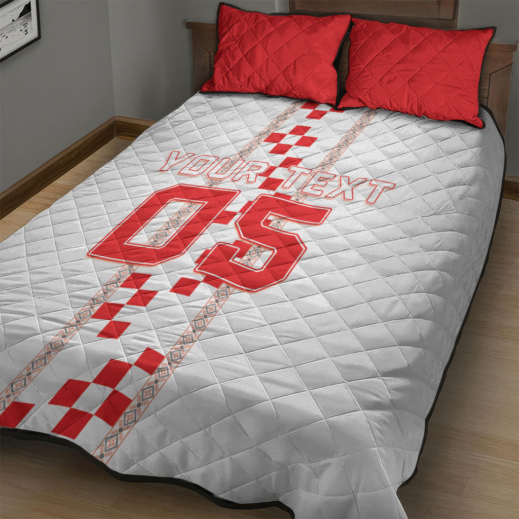 Custom Croatia Football 2026 Quilt Bed Set Hrvatska Vatreni Checkerboard Style