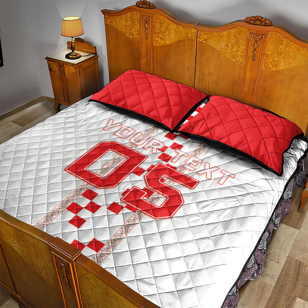 Custom Croatia Football 2026 Quilt Bed Set Hrvatska Vatreni Checkerboard Style
