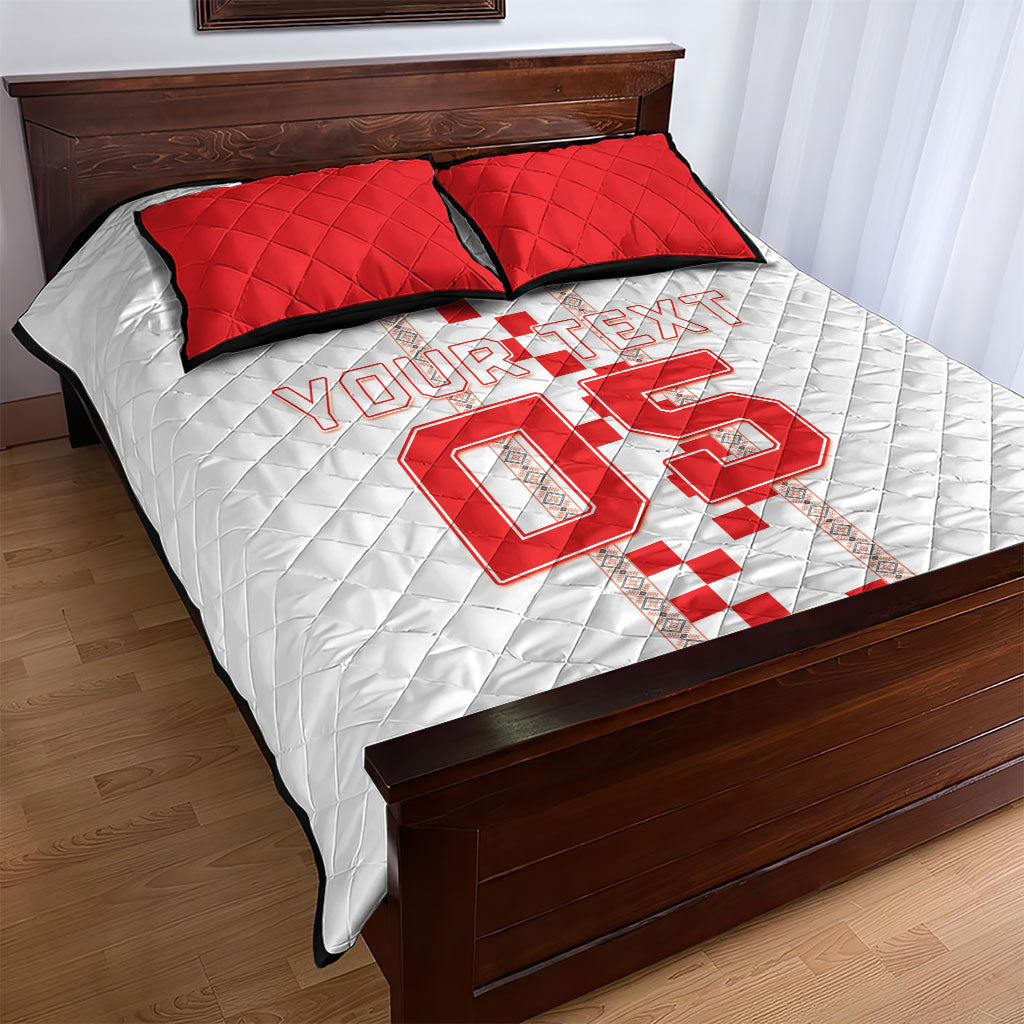 Custom Croatia Football 2026 Quilt Bed Set Hrvatska Vatreni Checkerboard Style