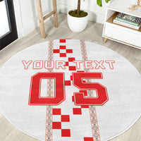 Custom Croatia Football 2026 Round Carpet Hrvatska Vatreni Checkerboard Style