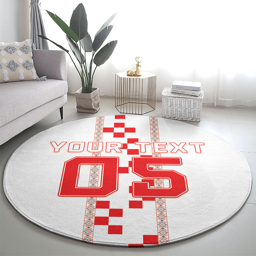 Custom Croatia Football 2026 Round Carpet Hrvatska Vatreni Checkerboard Style