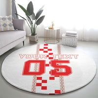 Custom Croatia Football 2026 Round Carpet Hrvatska Vatreni Checkerboard Style