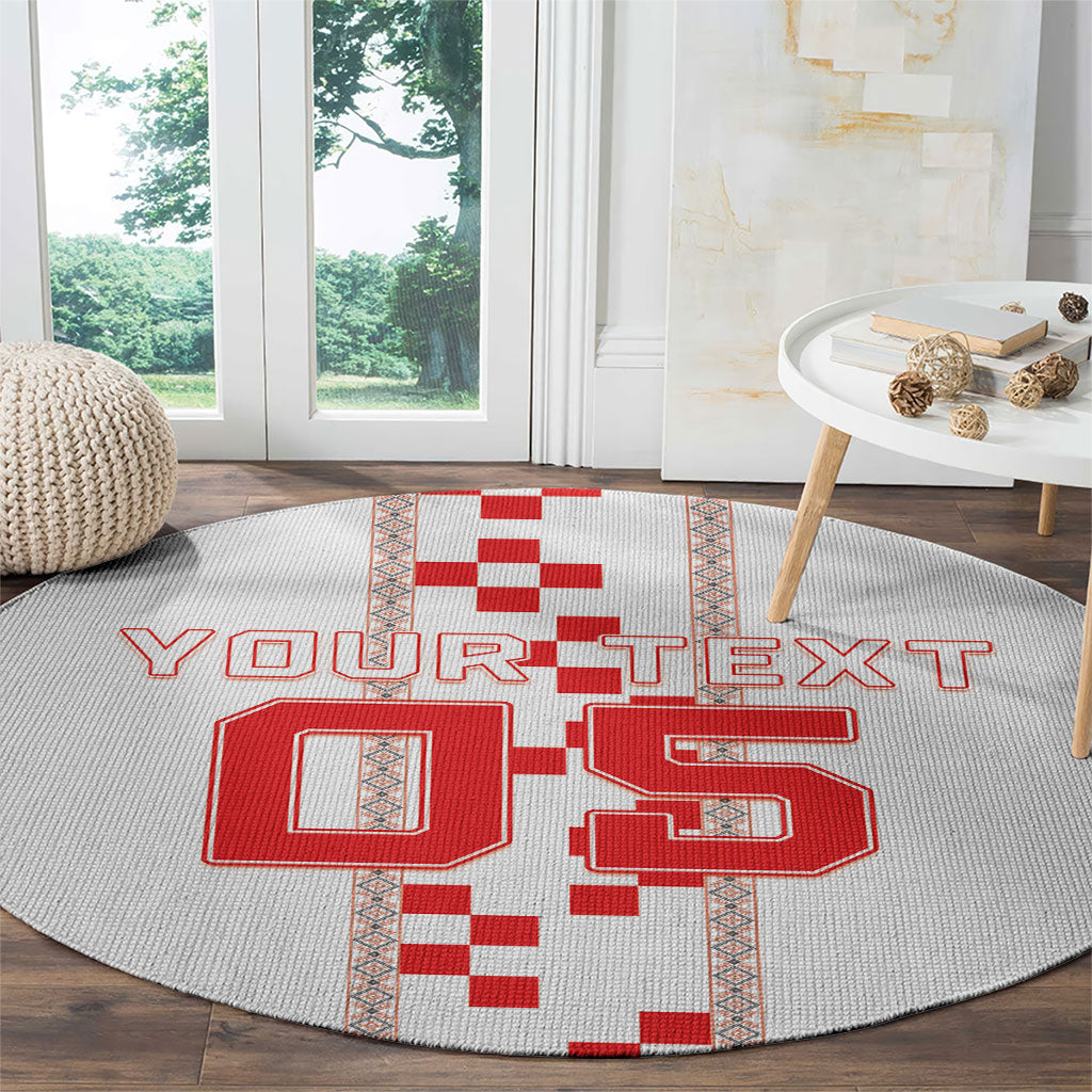 Custom Croatia Football 2026 Round Carpet Hrvatska Vatreni Checkerboard Style