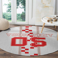 Custom Croatia Football 2026 Round Carpet Hrvatska Vatreni Checkerboard Style