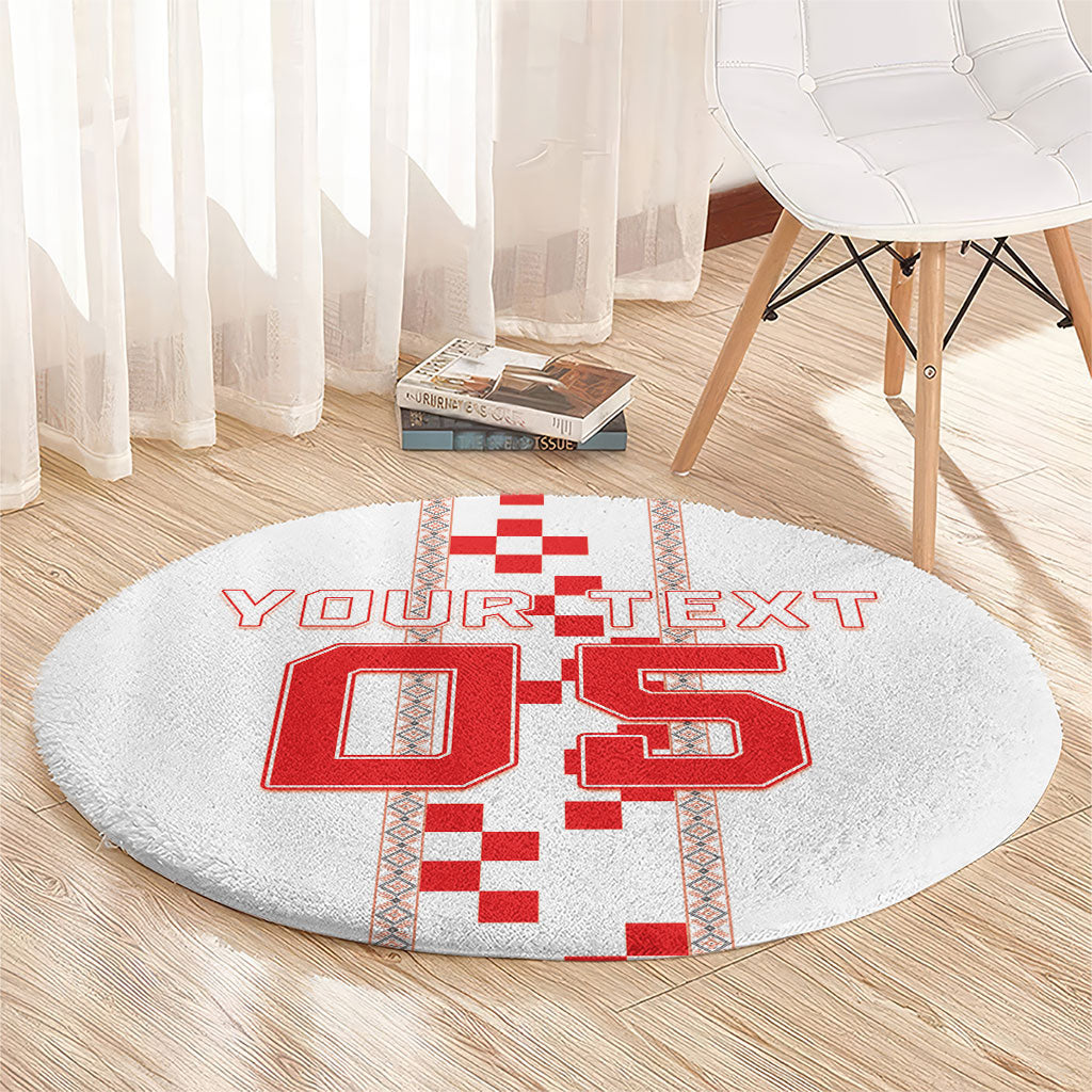 Custom Croatia Football 2026 Round Carpet Hrvatska Vatreni Checkerboard Style