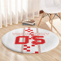 Custom Croatia Football 2026 Round Carpet Hrvatska Vatreni Checkerboard Style