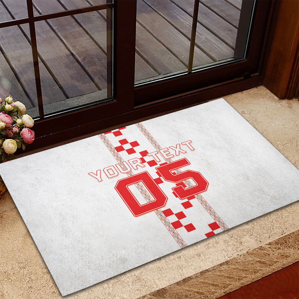 Custom Croatia Football 2026 Rubber Doormat Hrvatska Vatreni Checkerboard Style