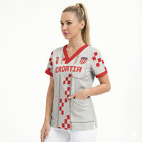 Custom Croatia Football 2026 Scrub Top Hrvatska Vatreni Checkerboard Style