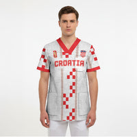 Custom Croatia Football 2026 Scrub Top Hrvatska Vatreni Checkerboard Style