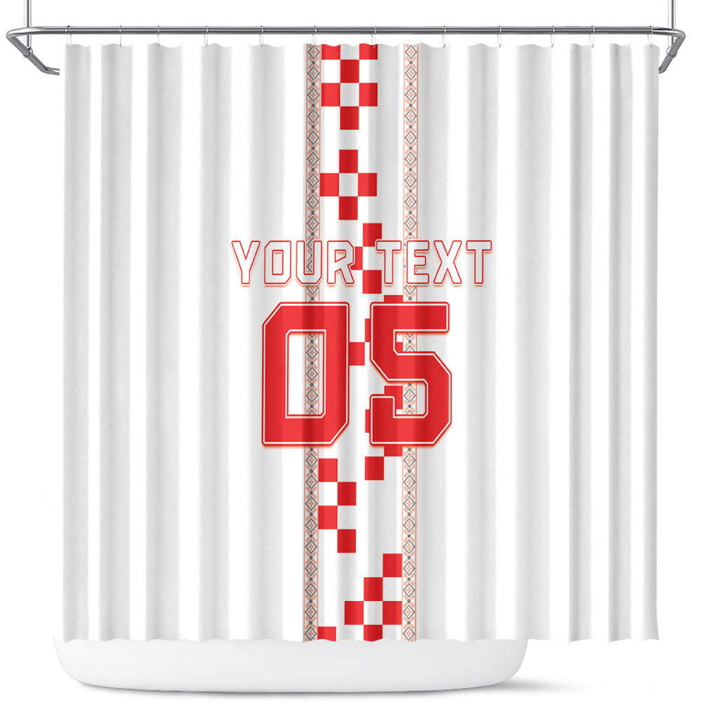 Custom Croatia Football 2026 Shower Curtain Hrvatska Vatreni Checkerboard Style