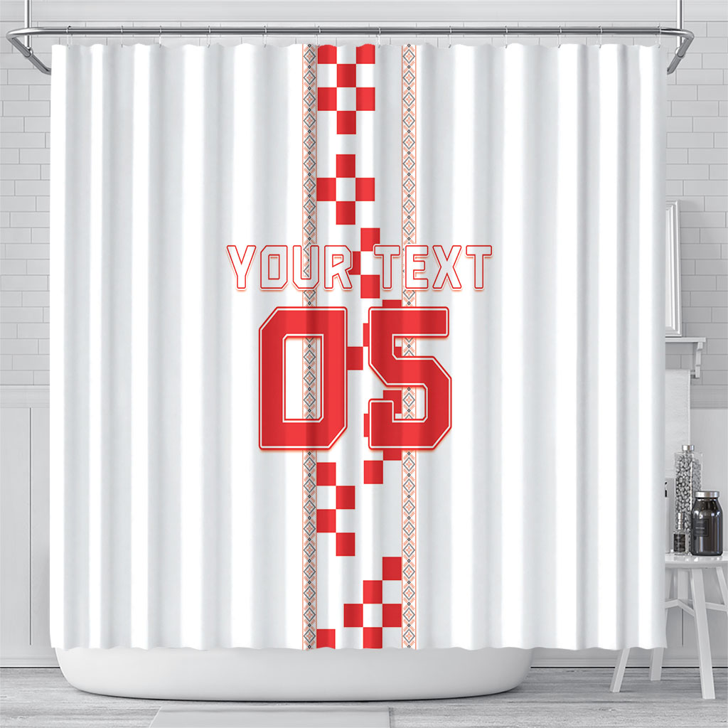 Custom Croatia Football 2026 Shower Curtain Hrvatska Vatreni Checkerboard Style
