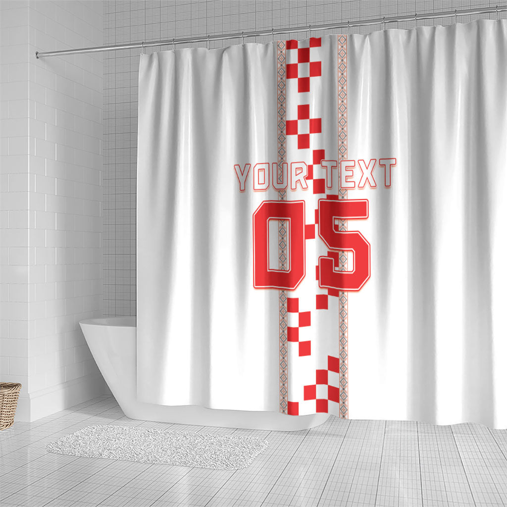 Custom Croatia Football 2026 Shower Curtain Hrvatska Vatreni Checkerboard Style