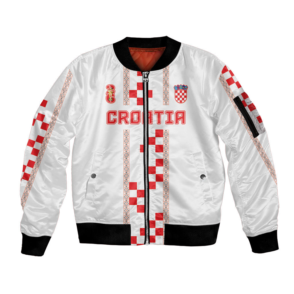 Custom Croatia Football 2026 Sleeve Zip Bomber Jacket Hrvatska Vatreni Checkerboard Style