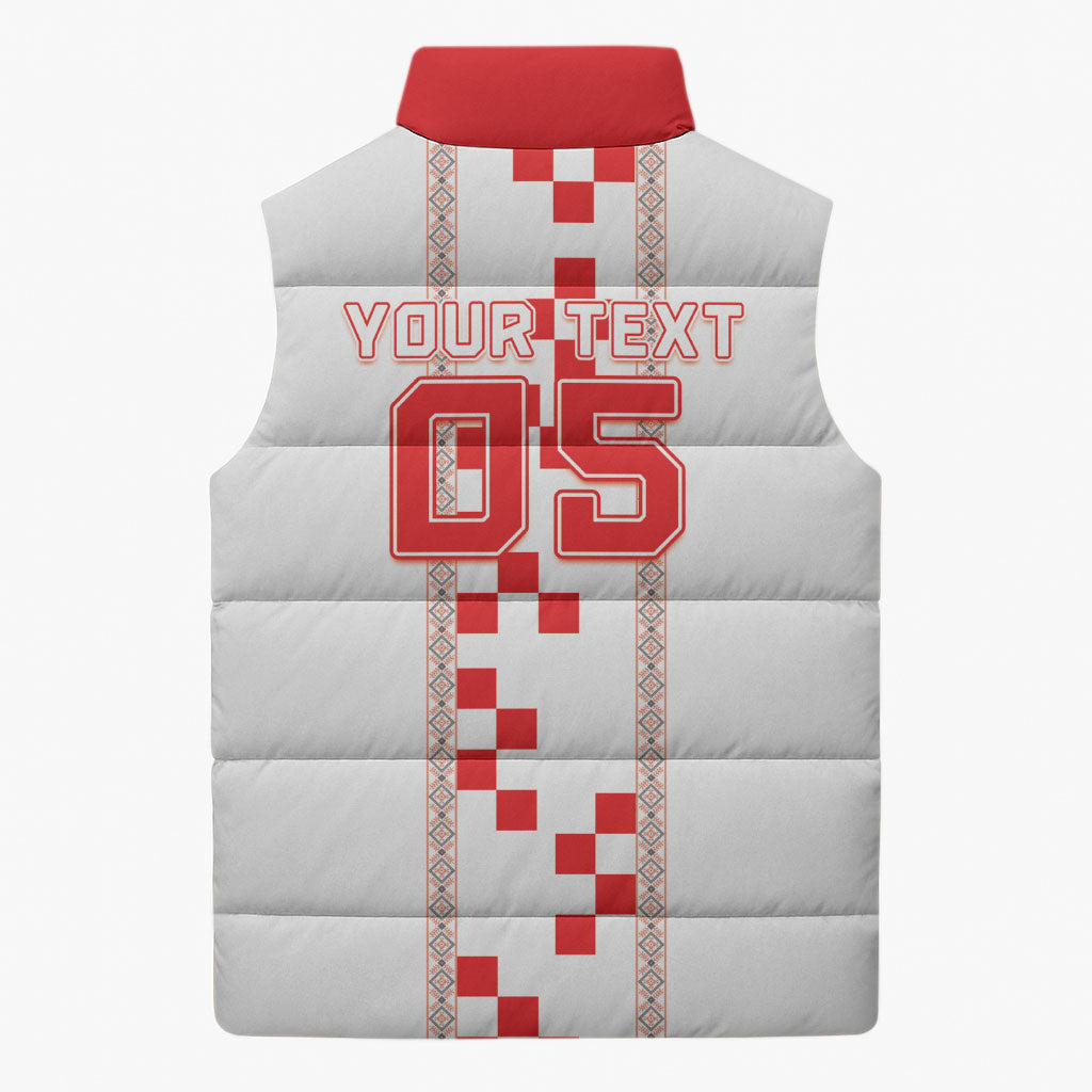 Custom Croatia Football 2026 Sleeveless Puffer Jacket Hrvatska Vatreni Checkerboard Style