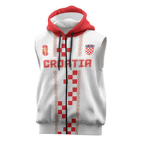 Custom Croatia Football 2026 Sleeveless Zip Hoodie Hrvatska Vatreni Checkerboard Style
