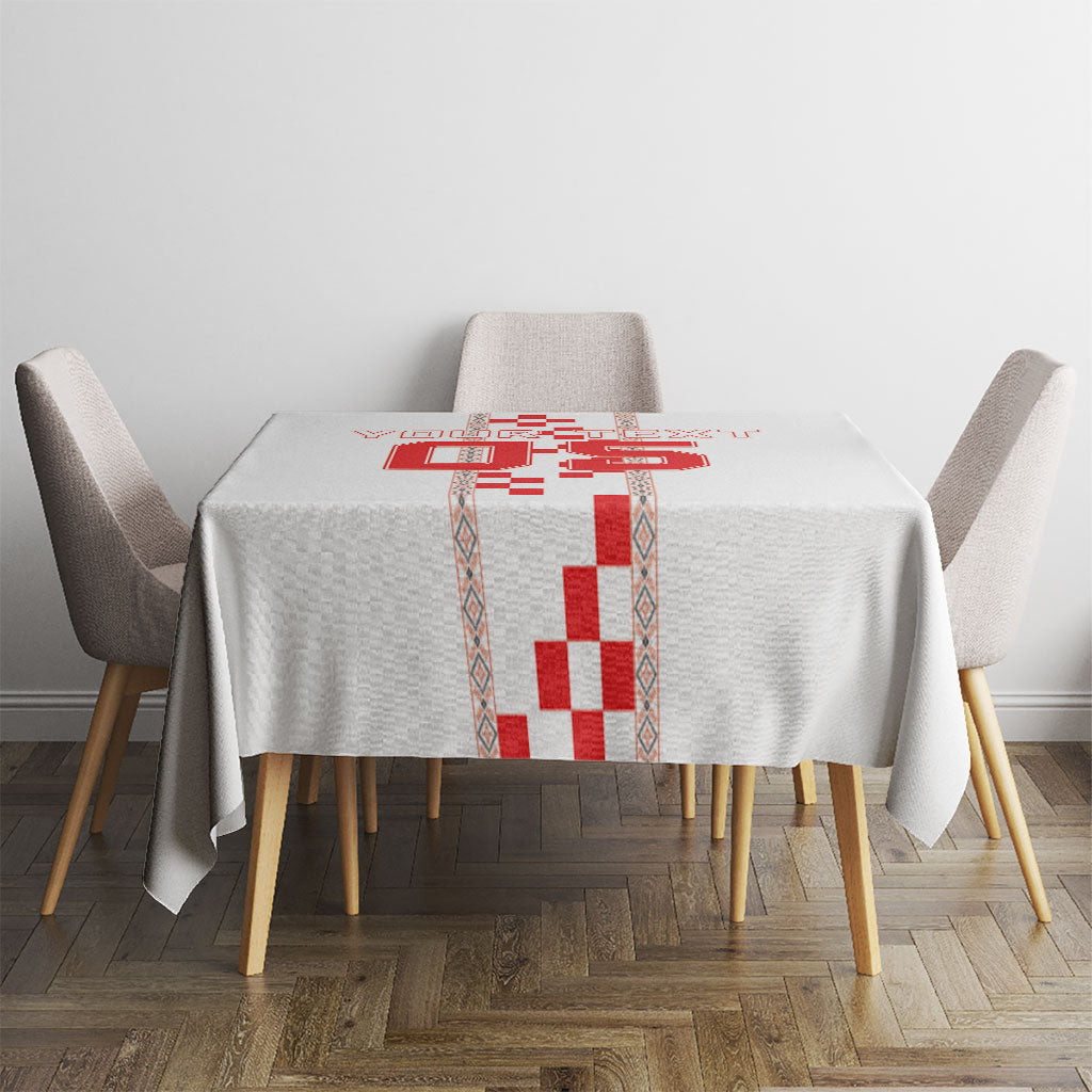 Custom Croatia Football 2026 Tablecloth Hrvatska Vatreni Checkerboard Style