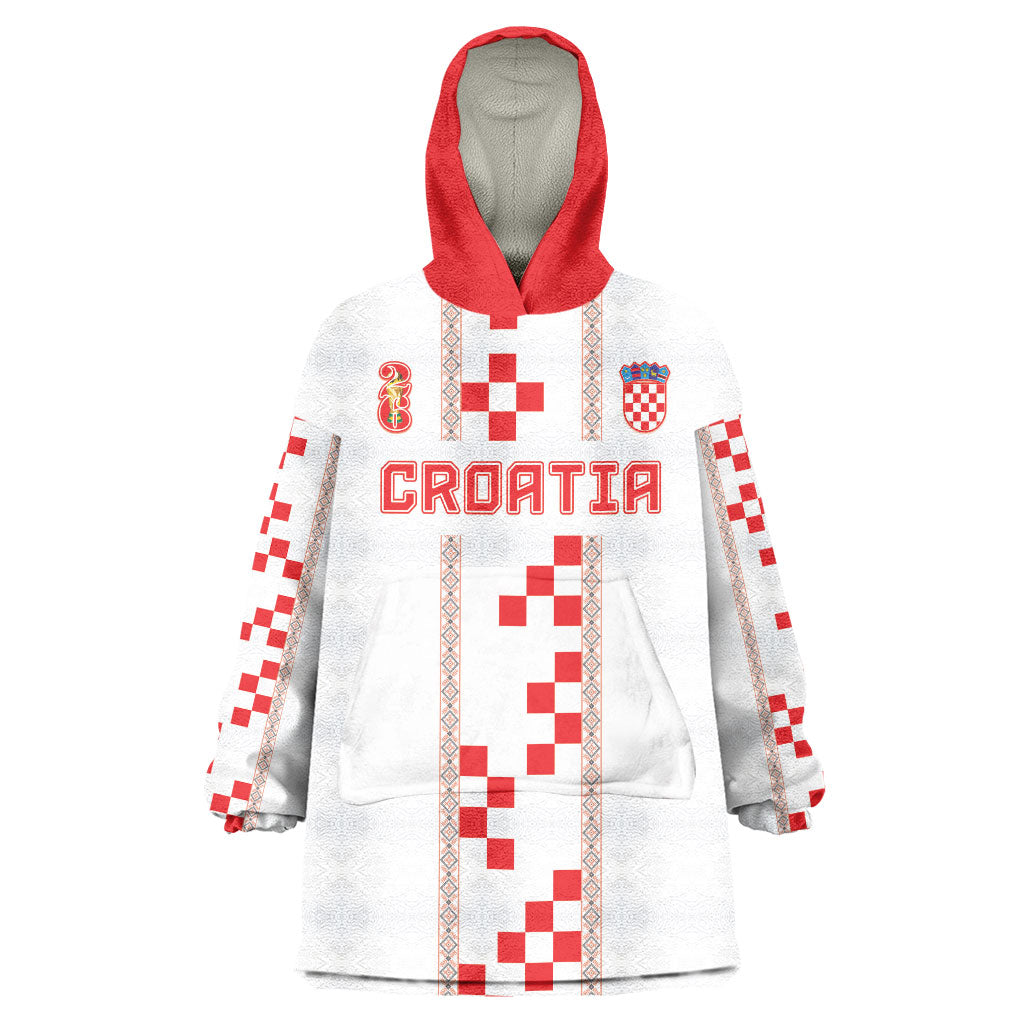 Custom Croatia Football 2026 Wearable Blanket Hoodie Hrvatska Vatreni Checkerboard Style