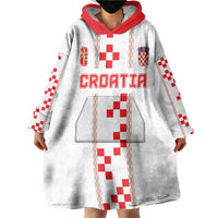 Custom Croatia Football 2026 Wearable Blanket Hoodie Hrvatska Vatreni Checkerboard Style