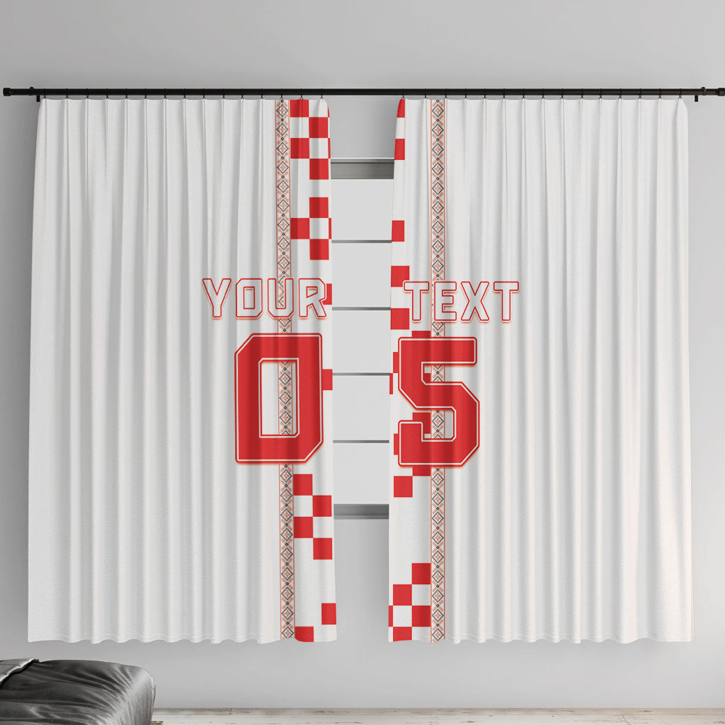 Custom Croatia Football 2026 Window Curtain Hrvatska Vatreni Checkerboard Style