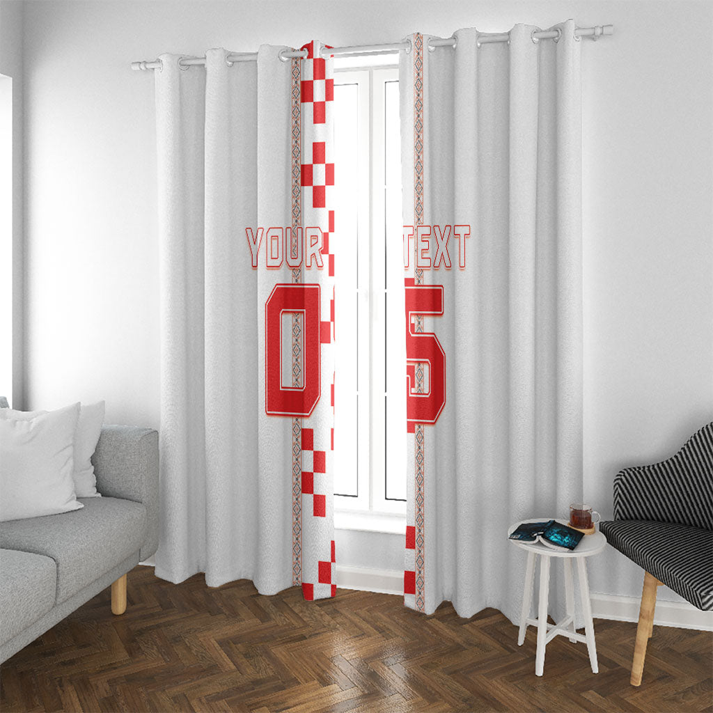 Custom Croatia Football 2026 Window Curtain Hrvatska Vatreni Checkerboard Style