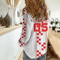 Custom Croatia Football 2026 Women Casual Shirt Hrvatska Vatreni Checkerboard Style