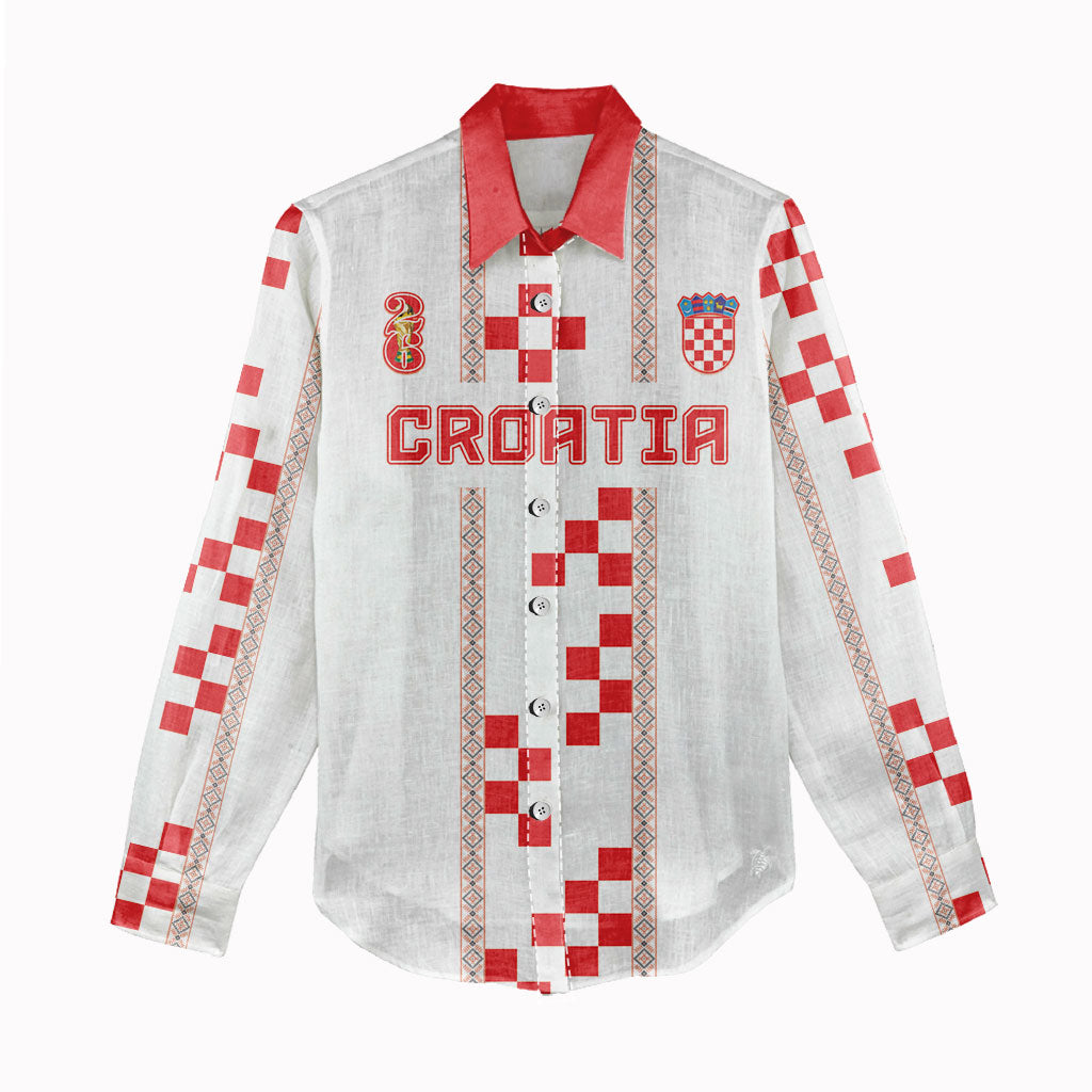 Custom Croatia Football 2026 Women Casual Shirt Hrvatska Vatreni Checkerboard Style