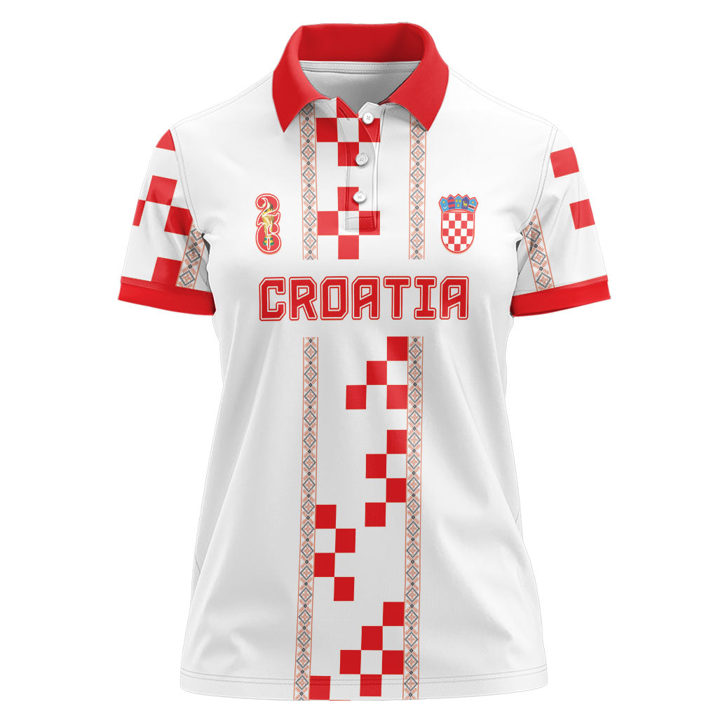 Custom Croatia Football 2026 Women Polo Shirt Hrvatska Vatreni Checkerboard Style
