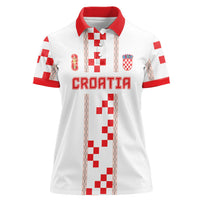 Custom Croatia Football 2026 Women Polo Shirt Hrvatska Vatreni Checkerboard Style
