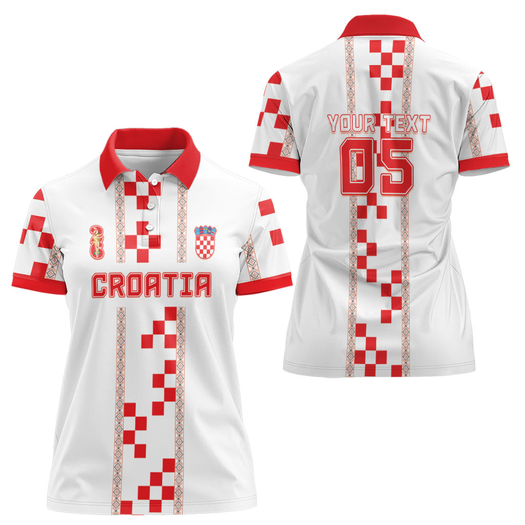 Custom Croatia Football 2026 Women Polo Shirt Hrvatska Vatreni Checkerboard Style